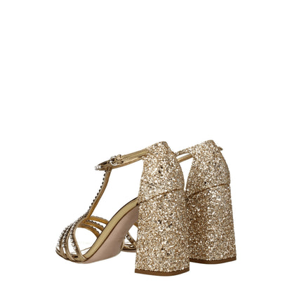 Miu Miu Goldene Plateausandalen aus Kunststoff