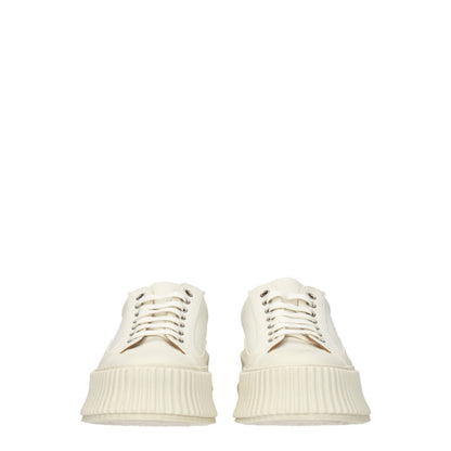 Jil Sander Weiße Stoff-Plateau-Sneaker