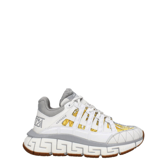 Versace Weißer Stoff Sportliche Turnschuhe
