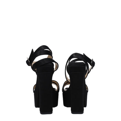 Jimmy Choo Schwarze Satin-Plateau-Sandalen