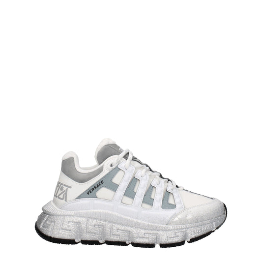 Versace Weißer Stoff Sportliche Turnschuhe