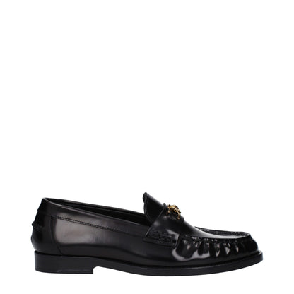 Versace Schwarze Leder Loafer zum Hineinschlüpfen
