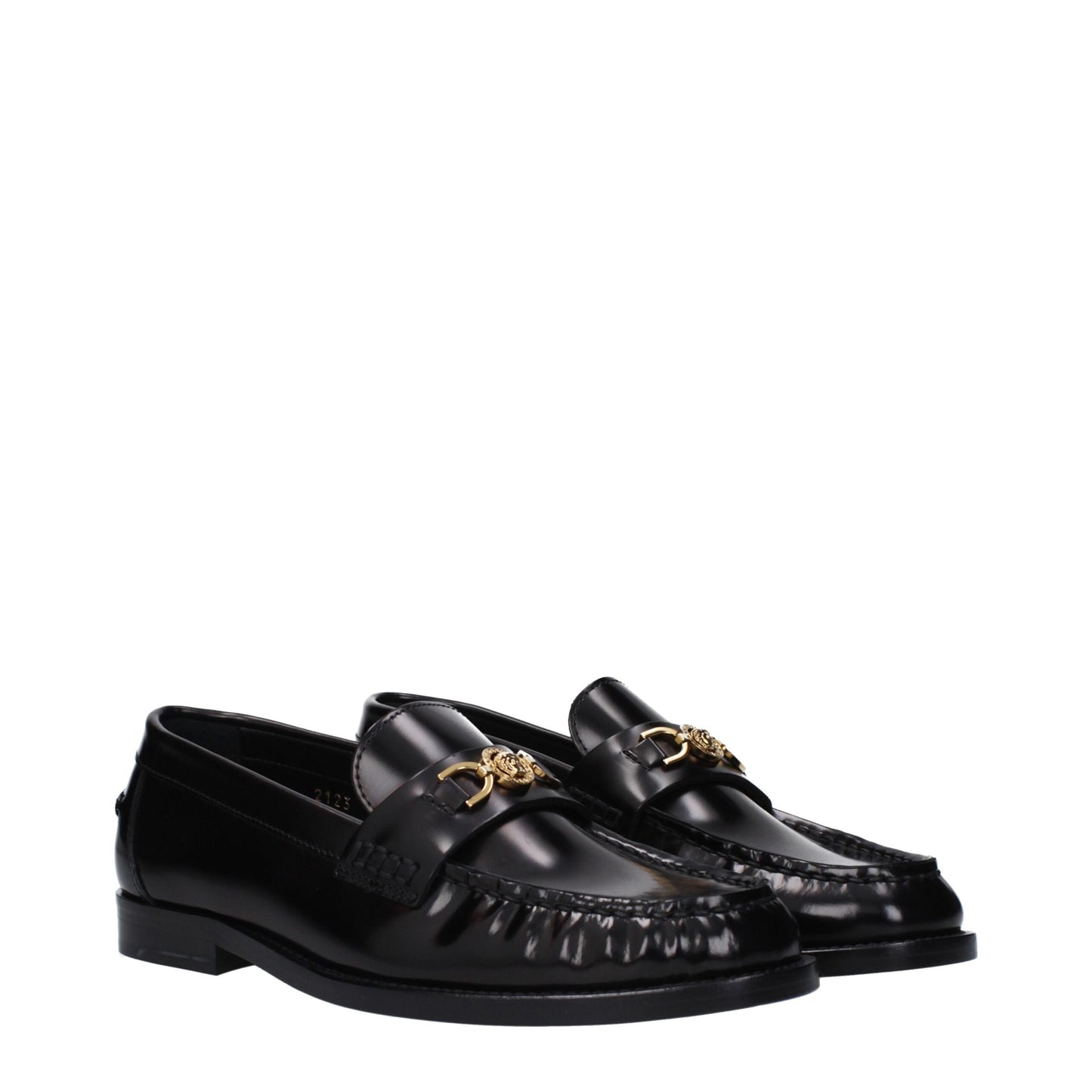 Versace Schwarze Leder Loafer zum Hineinschlüpfen