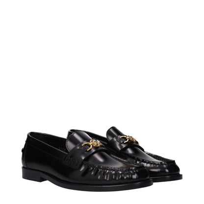 Versace Schwarze Leder Loafer zum Hineinschlüpfen