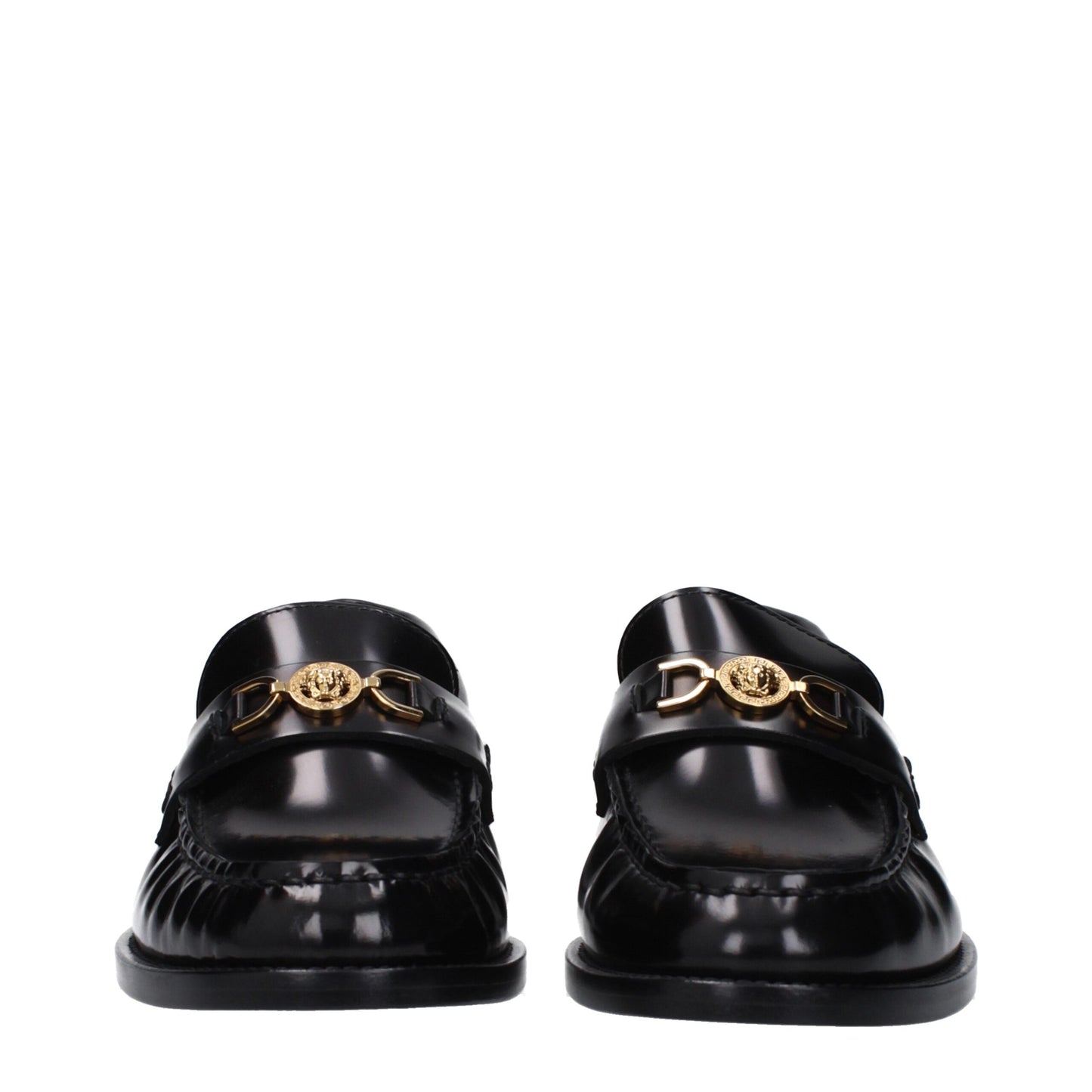 Versace Schwarze Leder Loafer zum Hineinschlüpfen