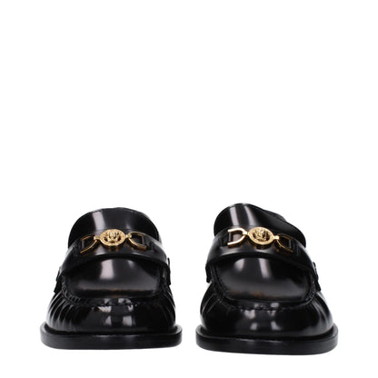Versace Schwarze Leder Loafer zum Hineinschlüpfen