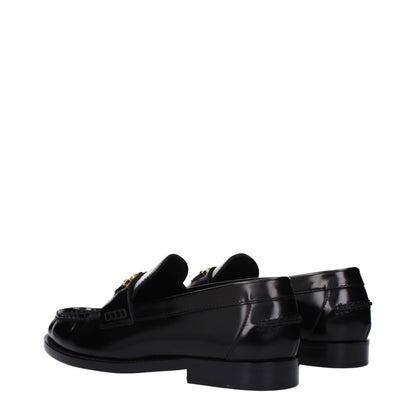 Versace Schwarze Leder Loafer zum Hineinschlüpfen