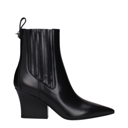 Valentino Garavani Schwarze Leder-Stiefeletten