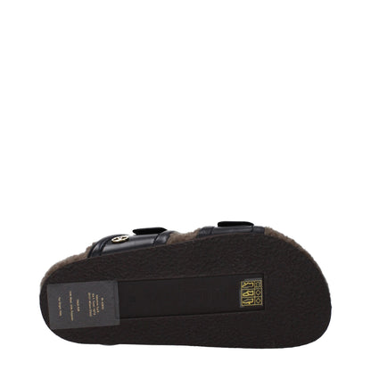 Valentino Garavani Schwarze Leder-Slipper