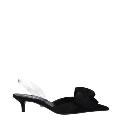 Versace Schwarze Satin-Flachsandalen