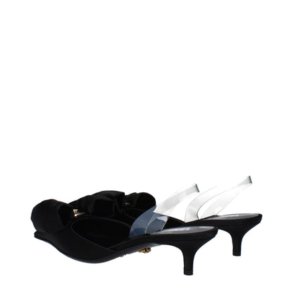 Versace Schwarze Satin-Flachsandalen
