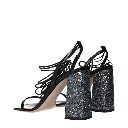 Miu Miu Schwarze Leder Plateau-Sandalen