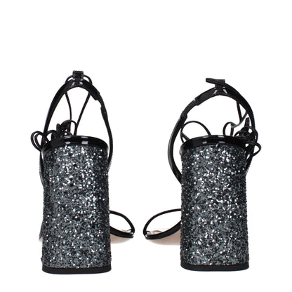 Miu Miu Schwarze Leder Plateau-Sandalen