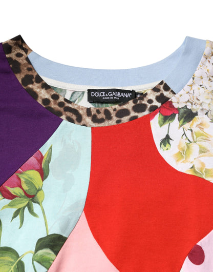 Dolce & Gabbana Multicolor Patchwork-Baumwoll-Seidenbluse Top