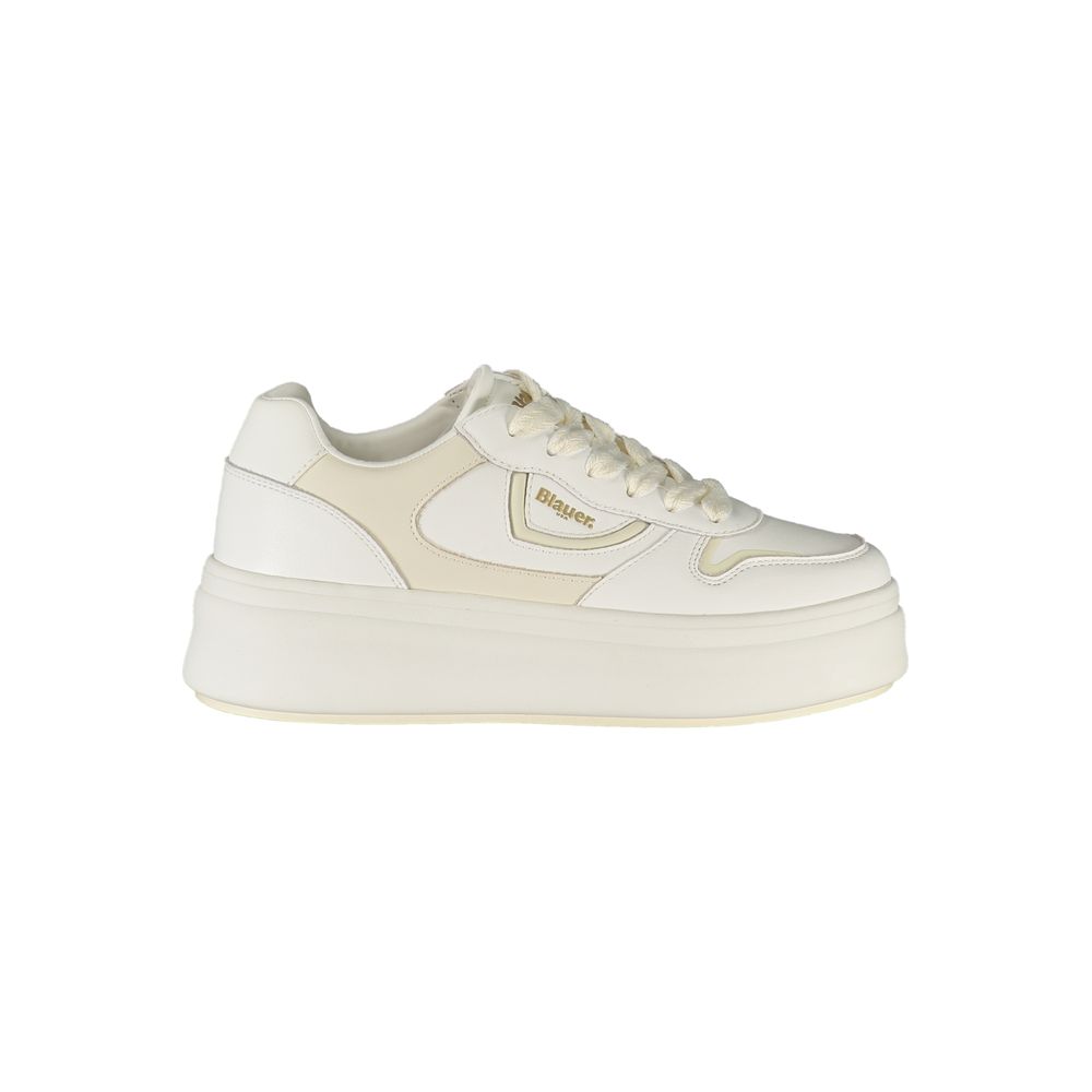 Blauer Weiße Low-Top-Sneaker aus Polyester