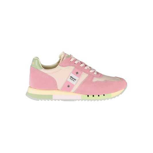 Blue Pink Leather Women's Sneakers