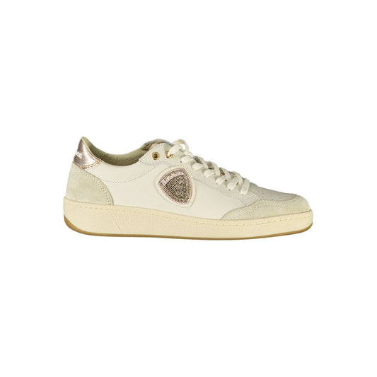 Blue and white leather women's sneakers