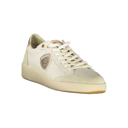 Blauer Weiße Leder-Sneaker für Damen