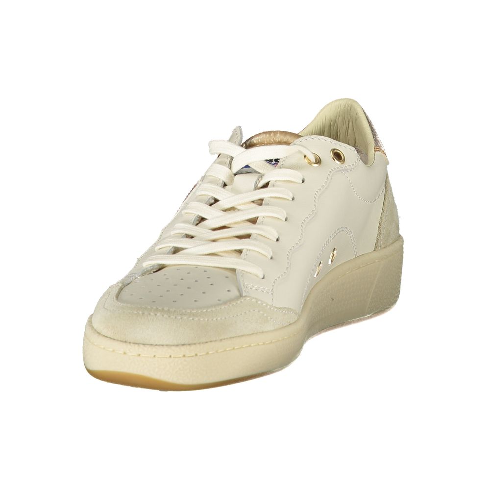 Blauer Weiße Leder-Sneaker für Damen