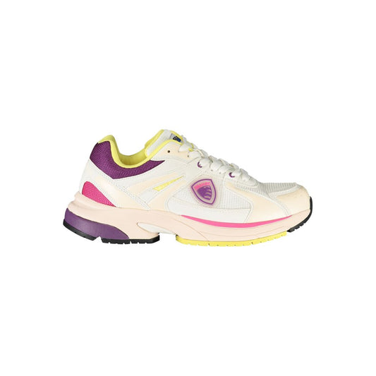 Blue and white polyester women's sneakers