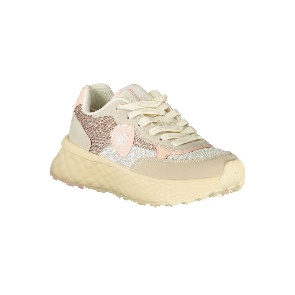 Blauer Damen Sneaker aus Beige Polyurethan