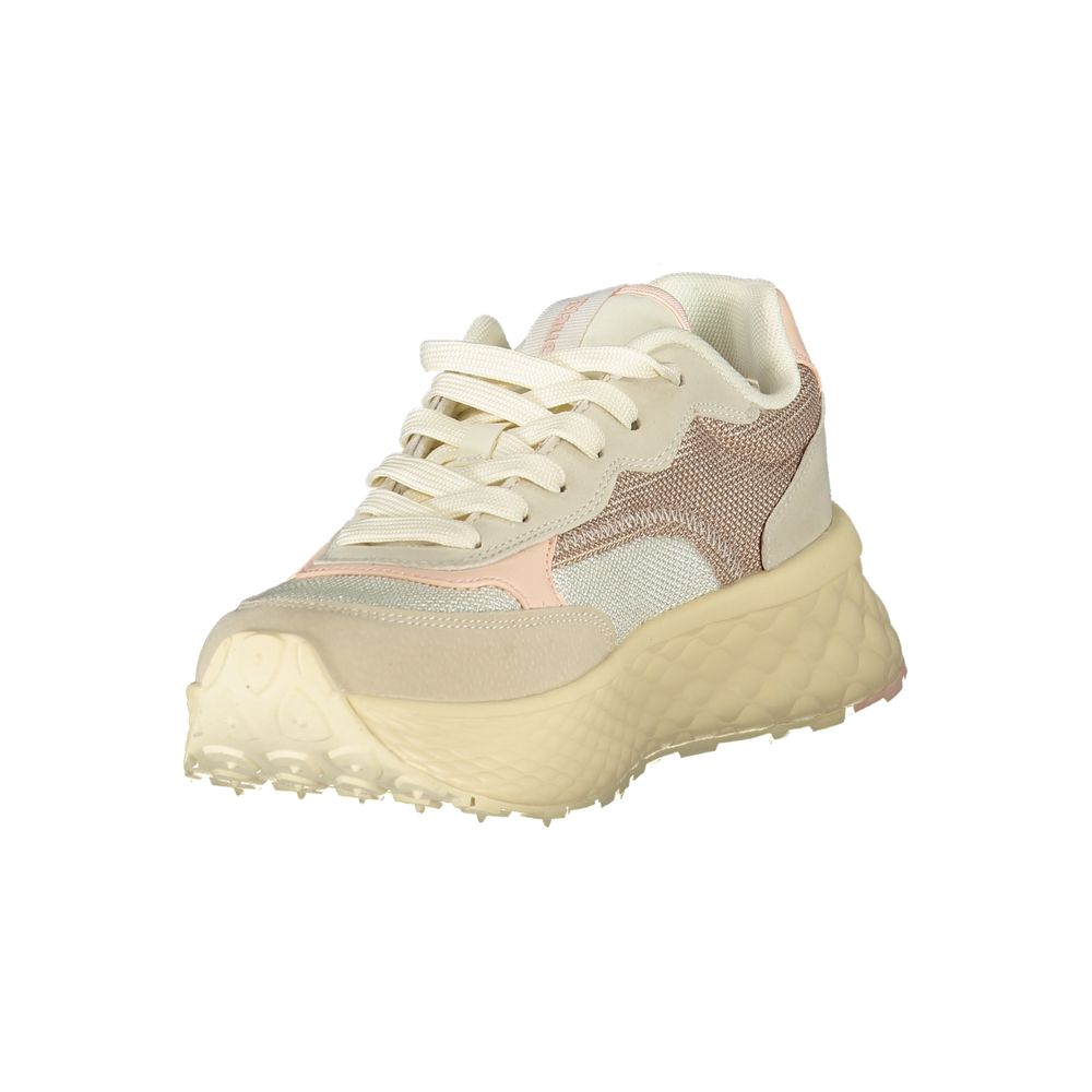 Blauer Damen Sneaker aus Beige Polyurethan