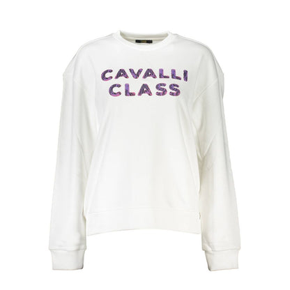 Cavalli Class Bianco Baumwoll-Sweatshirt für Damen