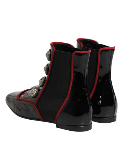 Dolce & Gabbana Jackie Scarpe Nere in pelle di vitello e viscosa e poliestere