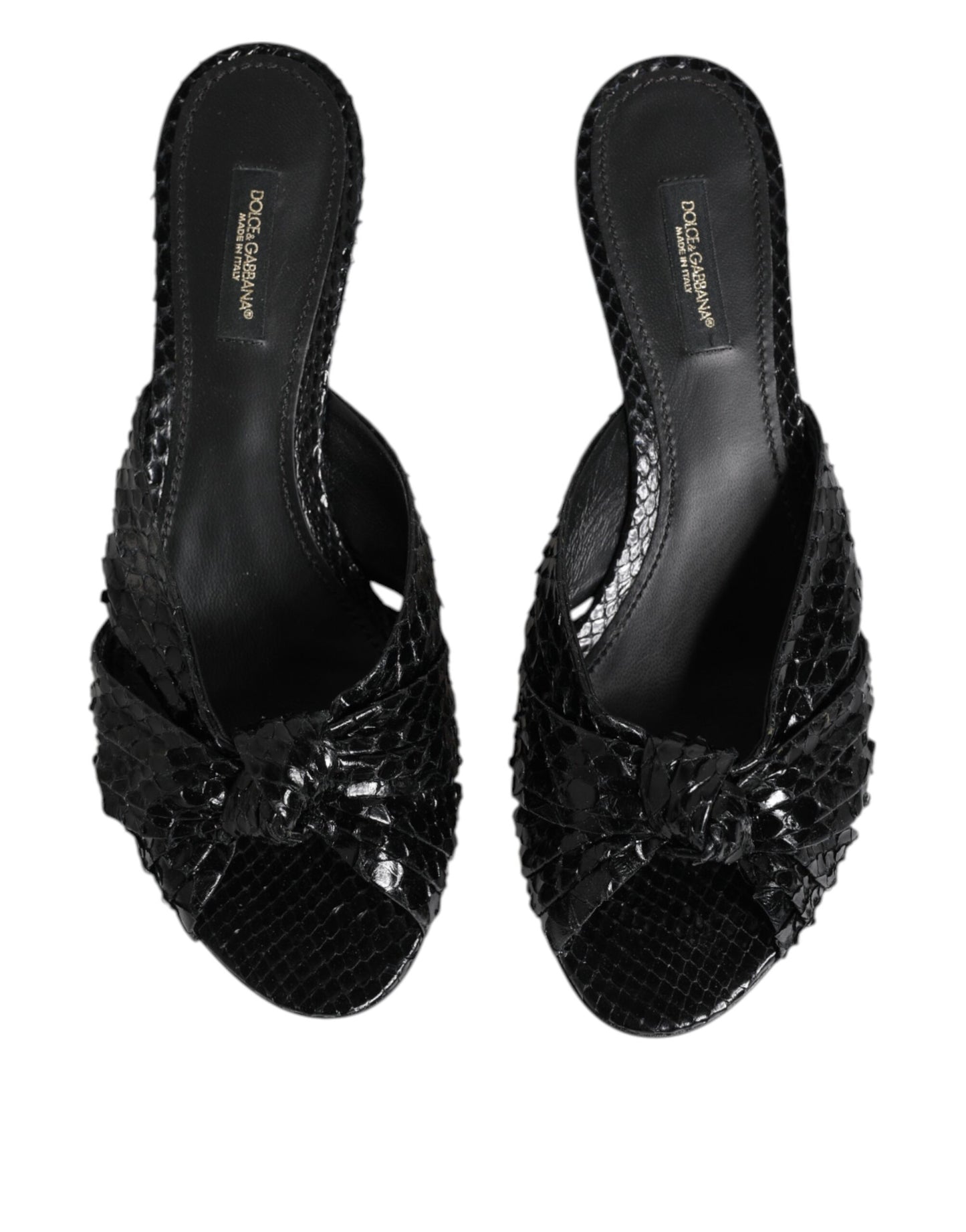 Dolce & Gabbana Schwarz Leder Absätze Sandalen Schuhe