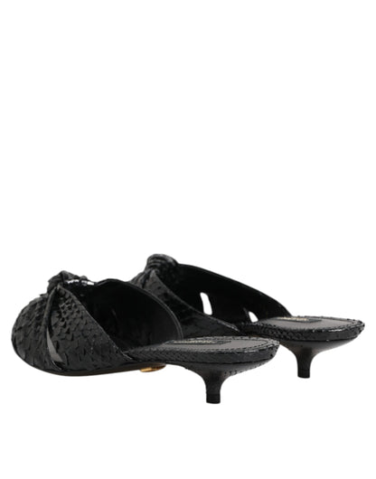 Dolce & Gabbana Schwarz Leder Absätze Sandalen Schuhe