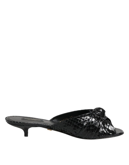 Dolce & Gabbana Schwarz Leder Absätze Sandalen Schuhe