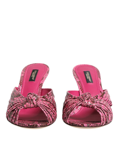 Dolce & Gabbana Rosa Leder Absätze Rutschen Sandalen Schuhe