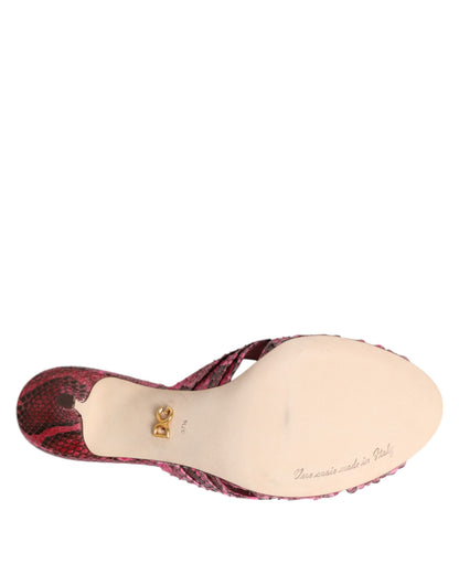 Dolce & Gabbana Rosa Leder Absätze Rutschen Sandalen Schuhe