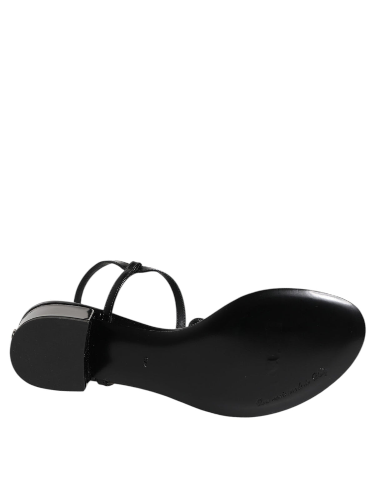 Dolce & Gabbana Schwarze Leder-Sandalen mit Kristallbesatz