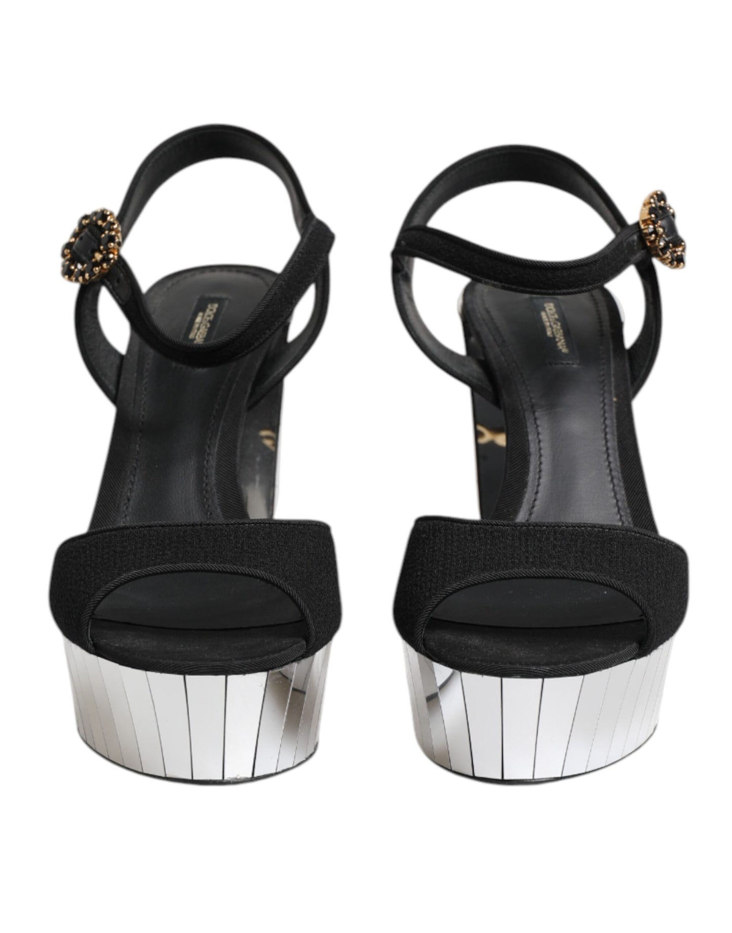 Dolce & Gabbana Schwarze Kristall-Knöchelriemen Keira Sandale Schuhe