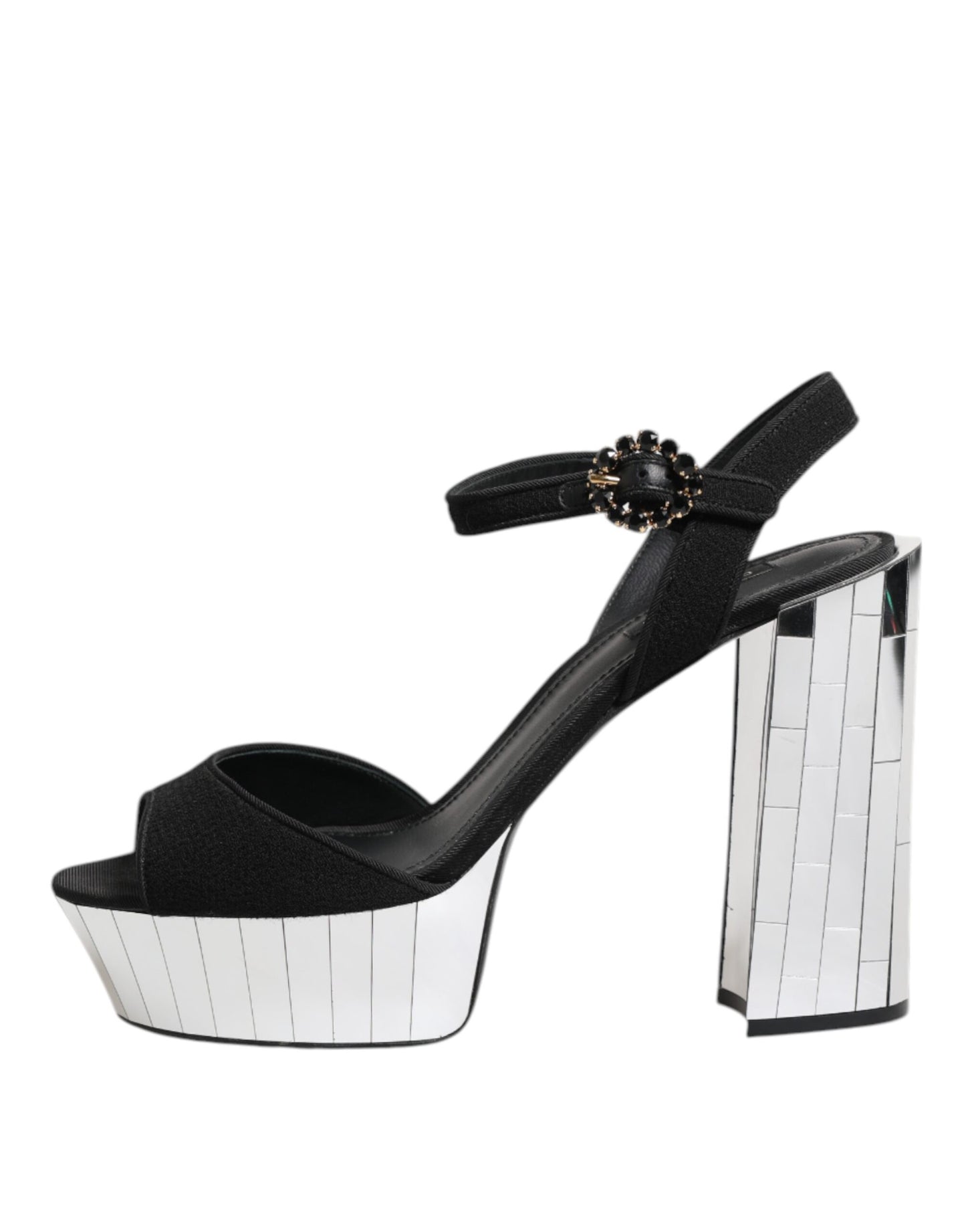 Dolce & Gabbana Schwarze Kristall-Knöchelriemen Keira Sandale Schuhe