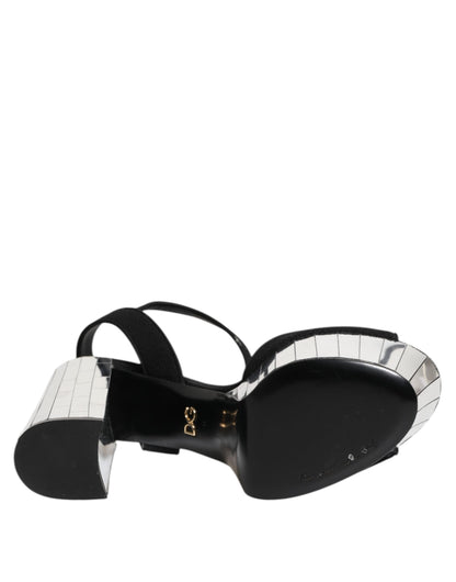 Dolce & Gabbana Schwarze Kristall-Knöchelriemen Keira Sandale Schuhe