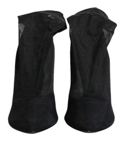 Dolce & Gabbana Stivali Neri Stretch in seta e viscosa e nylon