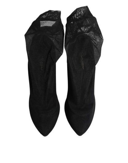 Dolce & Gabbana Stivali Neri Stretch in seta e viscosa e nylon