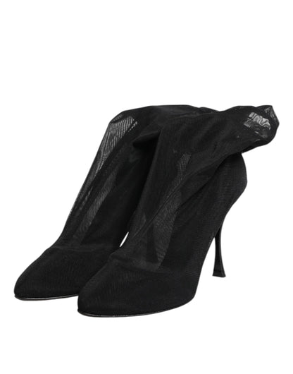 Dolce & Gabbana Stivali Neri Stretch in seta e viscosa e nylon