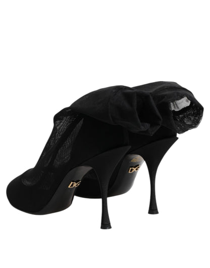 Dolce & Gabbana Stivali Neri Stretch in seta e viscosa e nylon