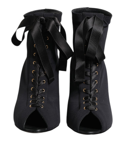 Dolce & Gabbana Schwarze Stiletto-High-Heels mit Schnürung