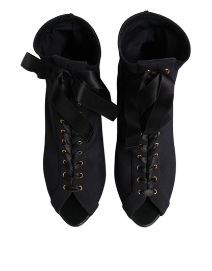 Dolce & Gabbana Schwarze Stiletto-High-Heels mit Schnürung