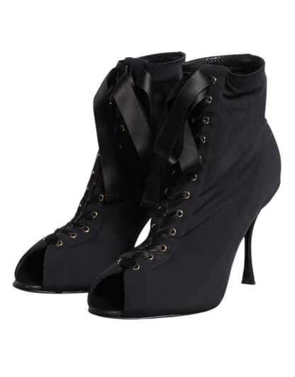 Dolce & Gabbana Schwarze Stiletto-High-Heels mit Schnürung