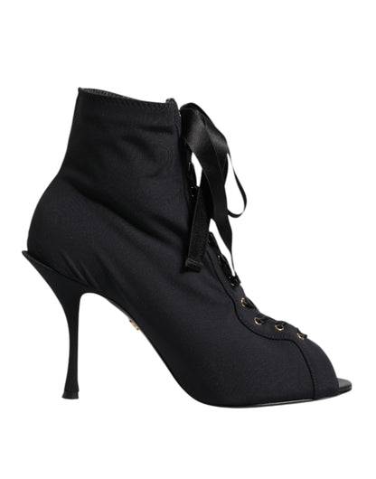Dolce & Gabbana Schwarze Stiletto-High-Heels mit Schnürung