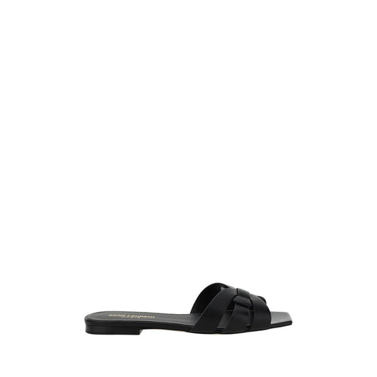 Saint Laurent Schwarze Bos Taurus Kalbsleder Riemchen-Sandalen