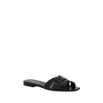 Saint Laurent Schwarze Bos Taurus Kalbsleder Riemchen-Sandalen
