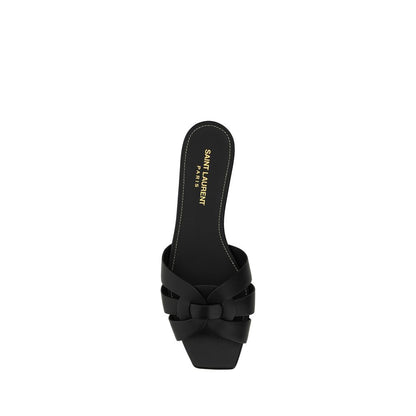 Saint Laurent Schwarze Bos Taurus Kalbsleder Riemchen-Sandalen