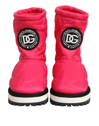 Dolce & Gabbana Rosa Weiß Viskose Gepolsterte Mittlere Wadenstiefel Schuhe
