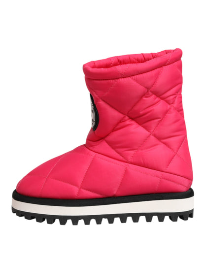 Dolce & Gabbana Rosa Weiß Viskose Gepolsterte Mittlere Wadenstiefel Schuhe